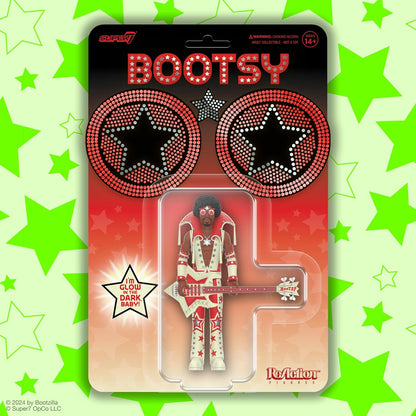 Super7 Bootsy Collins (Glow) - 3.75" Bootsy Collins Action Figure with Accessory Classic Music Collectibles and Retro Toys