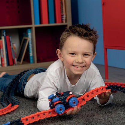 Smoby - Spidey FleXtreme Spin Set – 4,40 m autocircuit – 184 flexibele en modulaire tracks + 1 morele voertuig lichteffecten – 180926