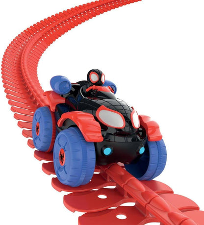 Smoby - Spidey FleXtreme Spin Set – 4,40 m autocircuit – 184 flexibele en modulaire tracks + 1 morele voertuig lichteffecten – 180926