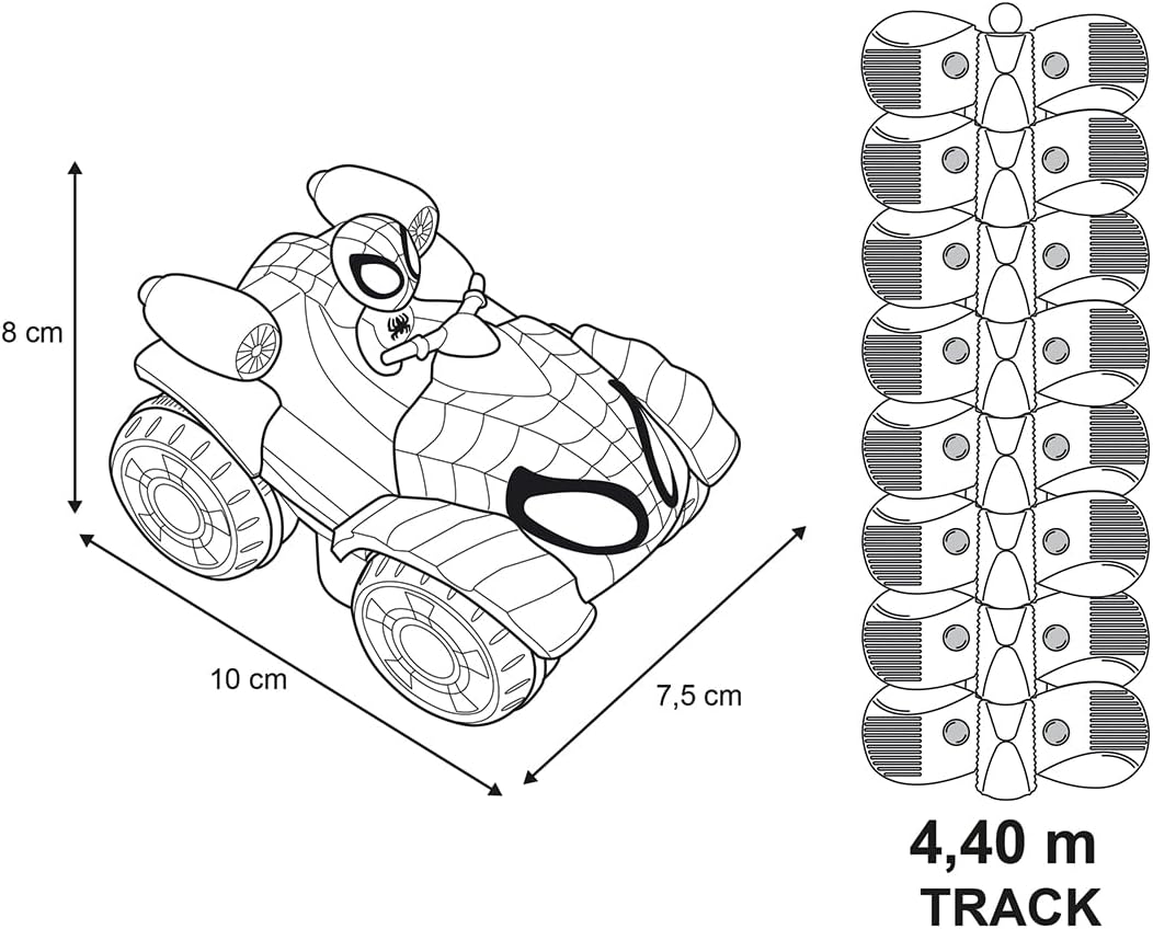 Smoby - Spidey FleXtreme Spin Set – 4,40 m autocircuit – 184 flexibele en modulaire tracks + 1 morele voertuig lichteffecten – 180926