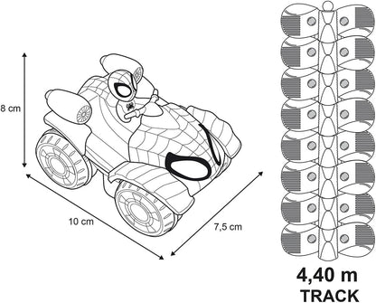 Smoby - Spidey FleXtreme Spin Set – 4,40 m autocircuit – 184 flexibele en modulaire tracks + 1 morele voertuig lichteffecten – 180926