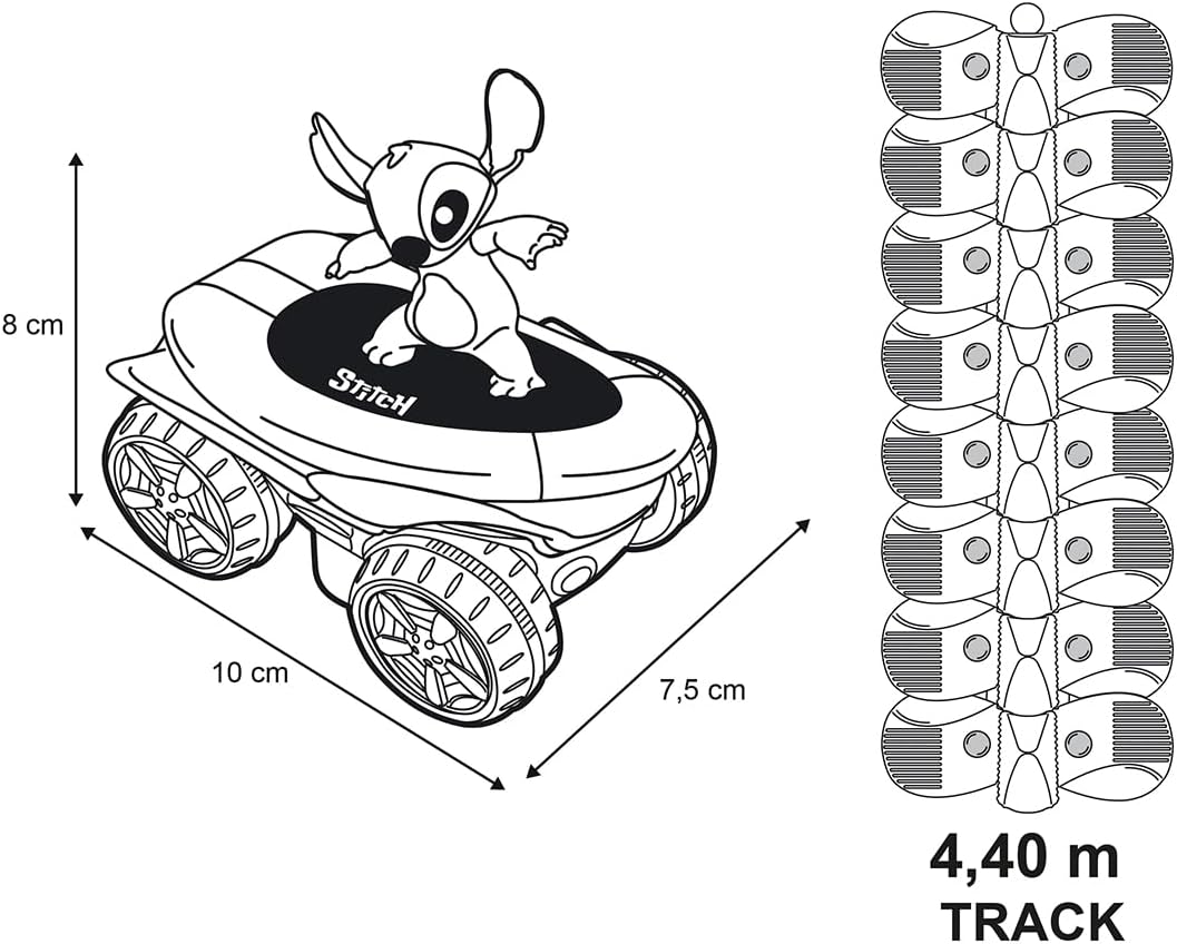 Smoby - Stitch FleXtreme - 4 meter 40 autocircuit - 184 flexibele en modulaire sporen + 1 voertuig Stitch lichteffecten - batterijen inbegrepen - 7600180927