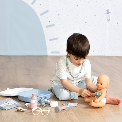 Smoby- Maletín Pediatra Baby Care- para el Cuidado de la Salud de Tus Muñecos, 19 Accesorios, Estetoscopio, Jeringuilla, Termómetro, Libreta, A Partir 3 años (7600240306), Exclusivo en Amazon