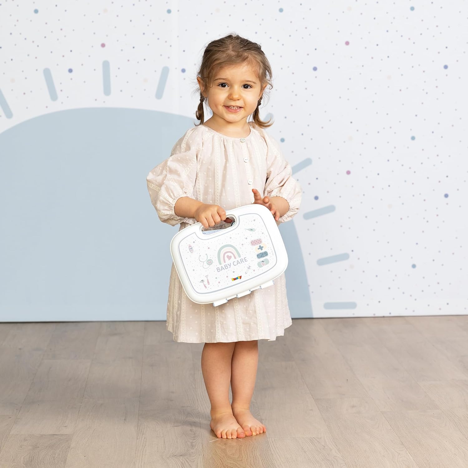 Smoby- Maletín Pediatra Baby Care- para el Cuidado de la Salud de Tus Muñecos, 19 Accesorios, Estetoscopio, Jeringuilla, Termómetro, Libreta, A Partir 3 años (7600240306), Exclusivo en Amazon