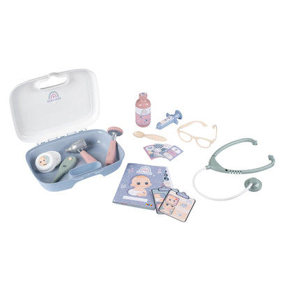 Smoby- Maletín Pediatra Baby Care- para el Cuidado de la Salud de Tus Muñecos, 19 Accesorios, Estetoscopio, Jeringuilla, Termómetro, Libreta, A Partir 3 años (7600240306), Exclusivo en Amazon