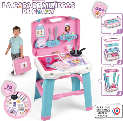 Smoby - Het poppenhuis van Gabby – draagbare keuken met transportkoffer en accessoires voor kinderen vanaf 3 jaar (7600311908