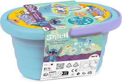 Smoby Cesta de Picnic Stitch - 19 Accesorios incluidos, con Tapa de 2 Partes, asa ergonómica, óptimo para niños a Partir de 3 años (7600312510