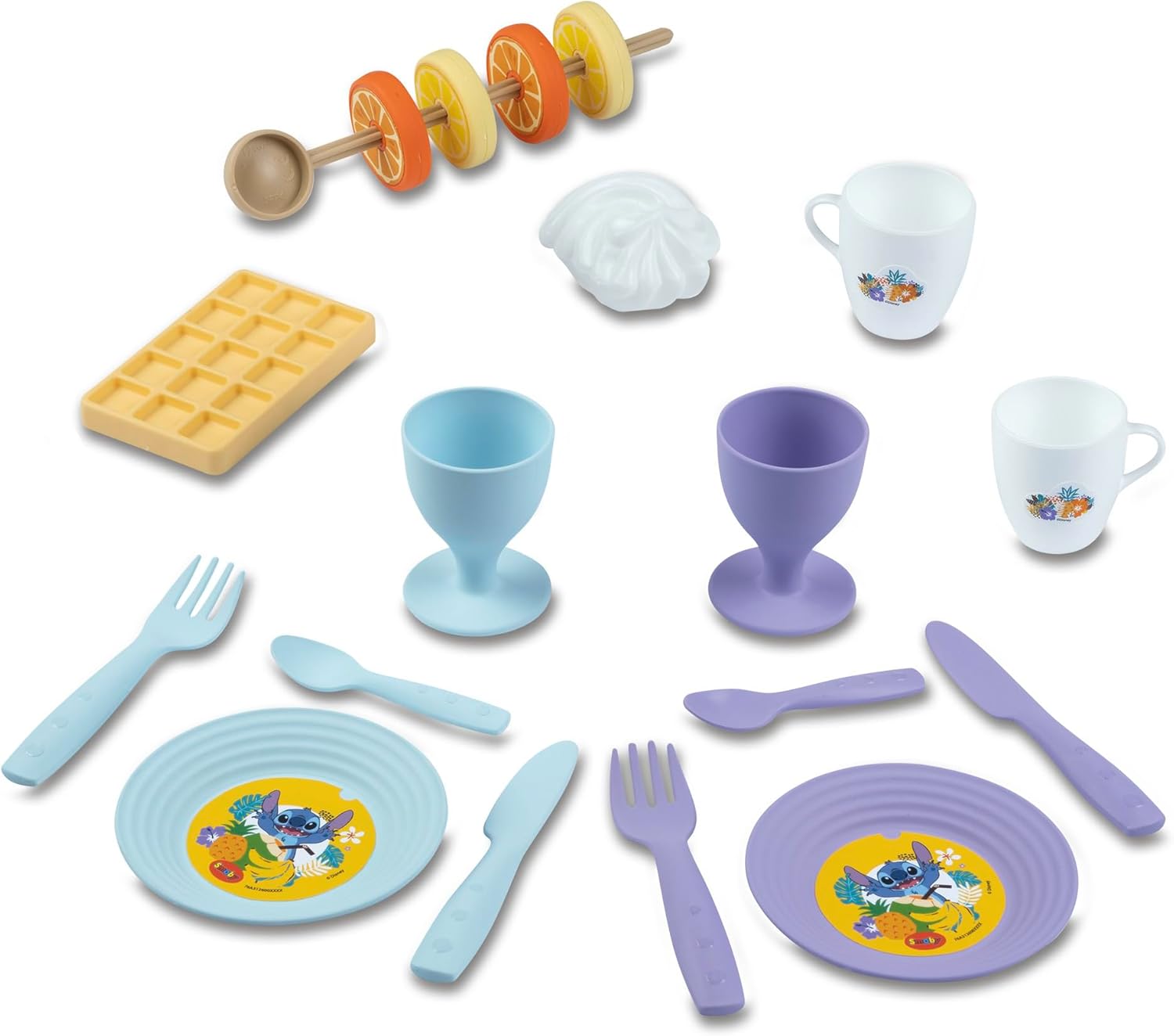 Smoby Cesta de Picnic Stitch - 19 Accesorios incluidos, con Tapa de 2 Partes, asa ergonómica, óptimo para niños a Partir de 3 años (7600312510