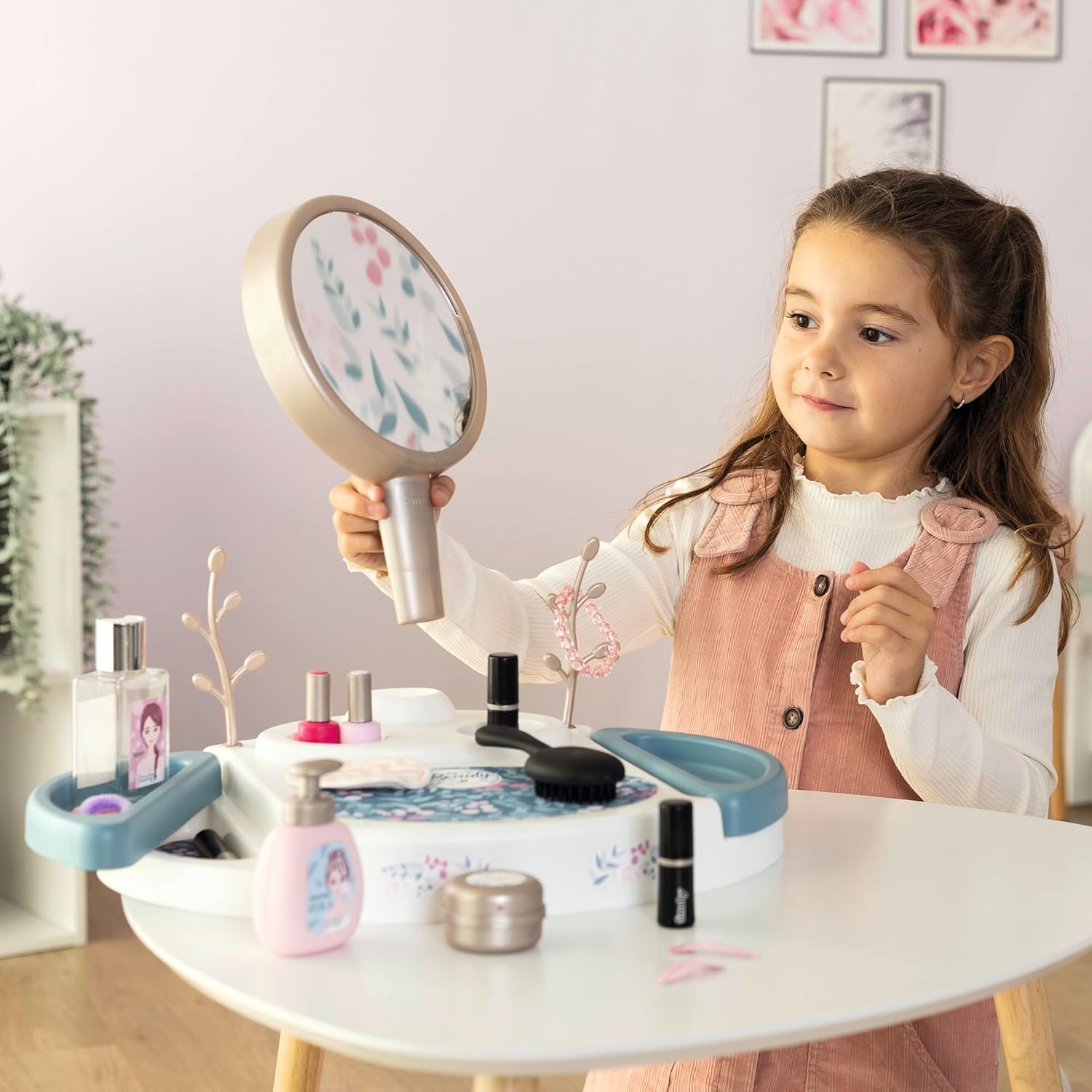 Smoby - My Beauty Vanity, 7600320252, +3 anni, specchiera da tavolo, 15 accessori, trucchi finti