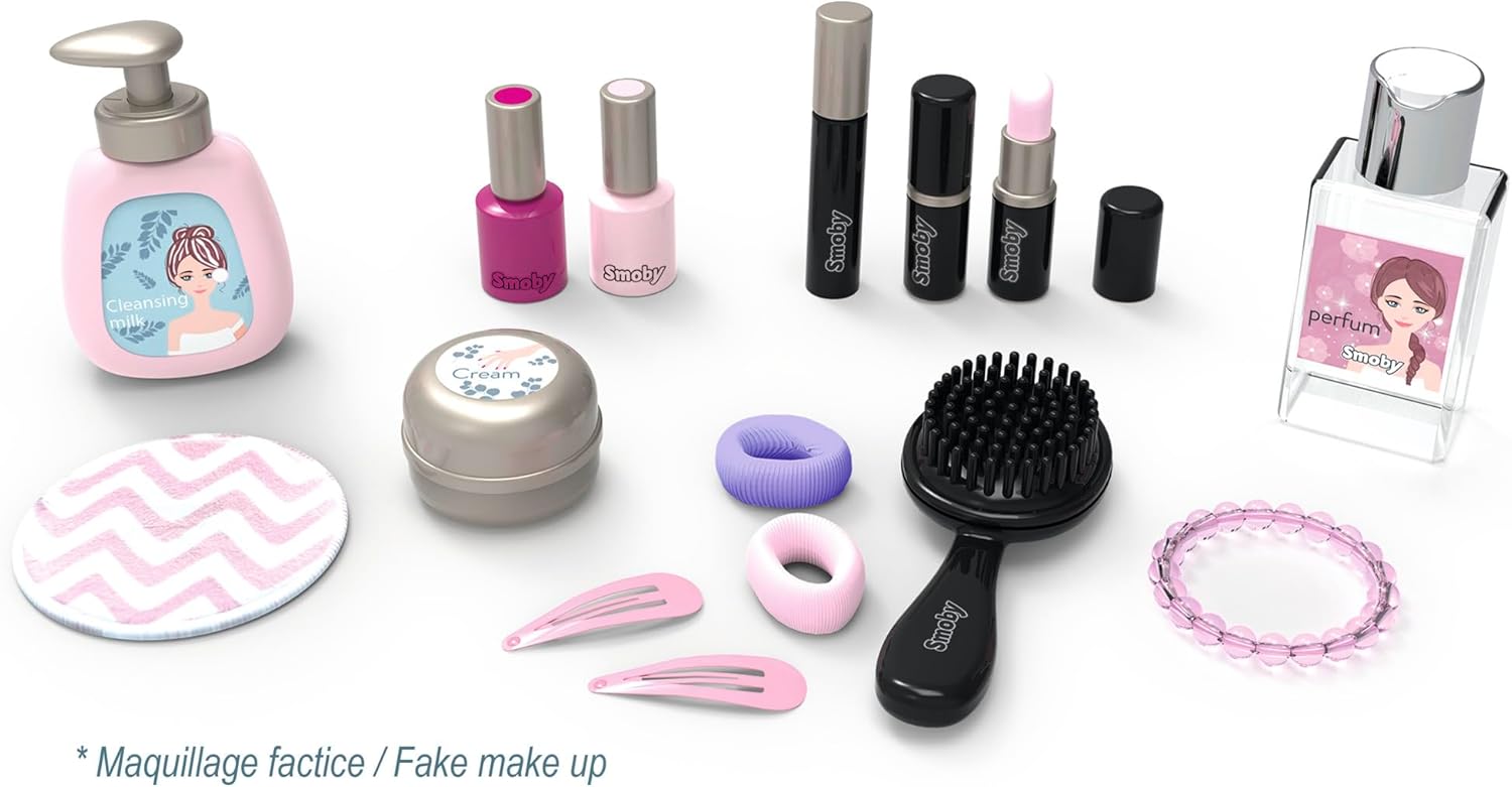 Smoby - My Beauty Vanity, 7600320252, +3 anni, specchiera da tavolo, 15 accessori, trucchi finti