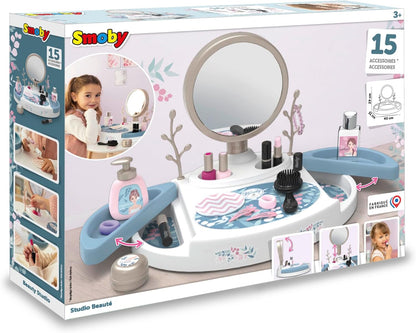 Smoby - My Beauty Vanity, 7600320252, +3 anni, specchiera da tavolo, 15 accessori, trucchi finti