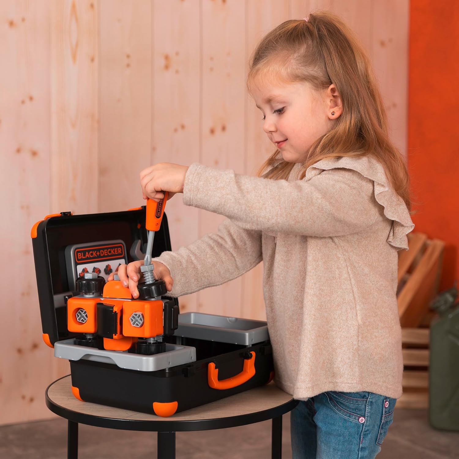 Smoby - Zwart + Decker – Bricolo Box – gereedschapskoffer – speelgoed om te knutselen voor kinderen – bouwvoertuig – 360904