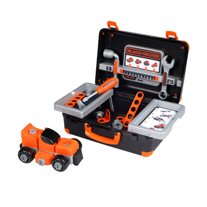 Smoby - Zwart + Decker – Bricolo Box – gereedschapskoffer – speelgoed om te knutselen voor kinderen – bouwvoertuig – 360904