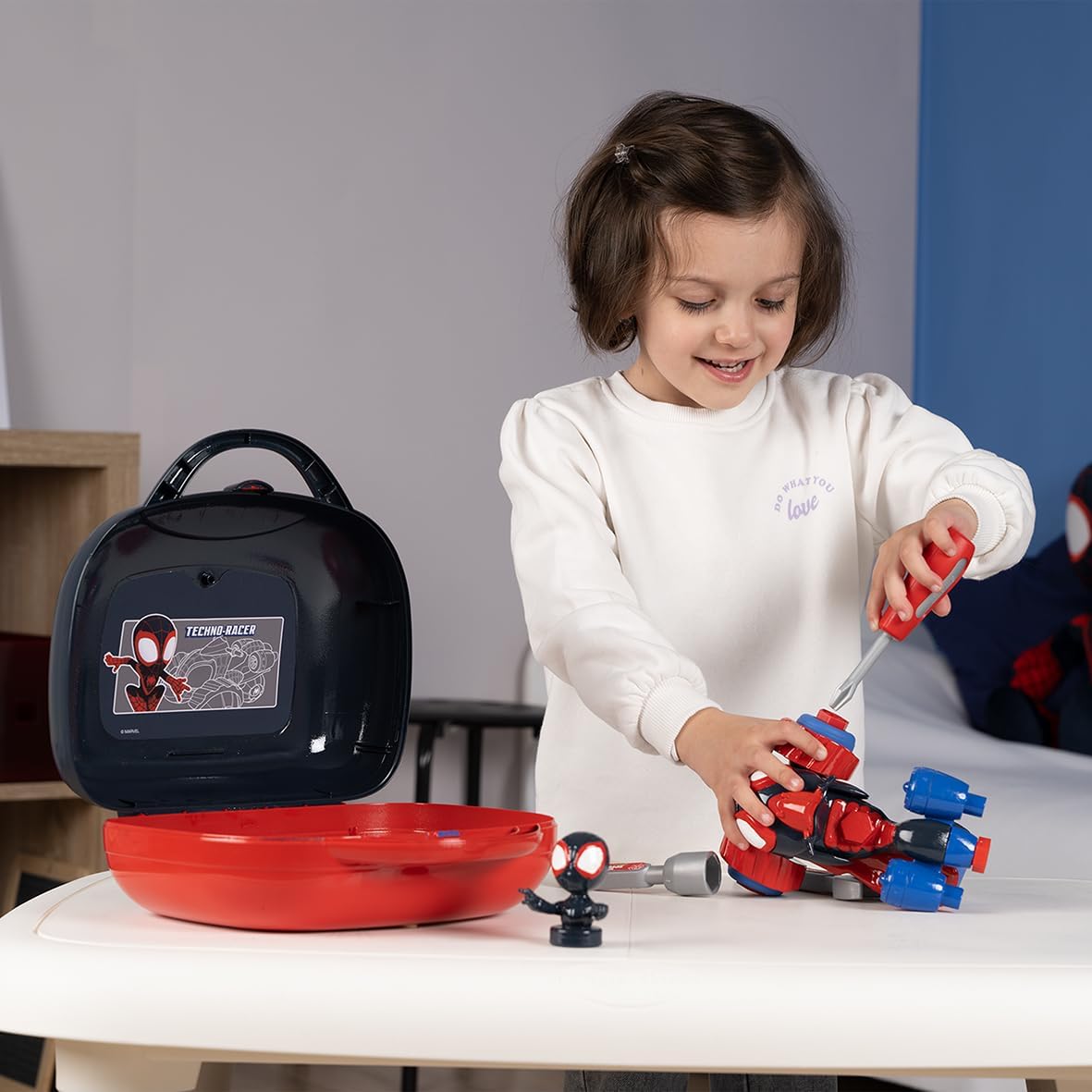 Smoby - Spidey Spin Box – gereedschapskoffer Miles Morales – knutselspeelgoed voor kinderen – 360928