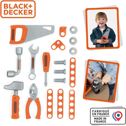 Smoby - Black+Decker - Set 6 strumenti fai da te per bambini + 12 accessori - dai 3 anni - 360934