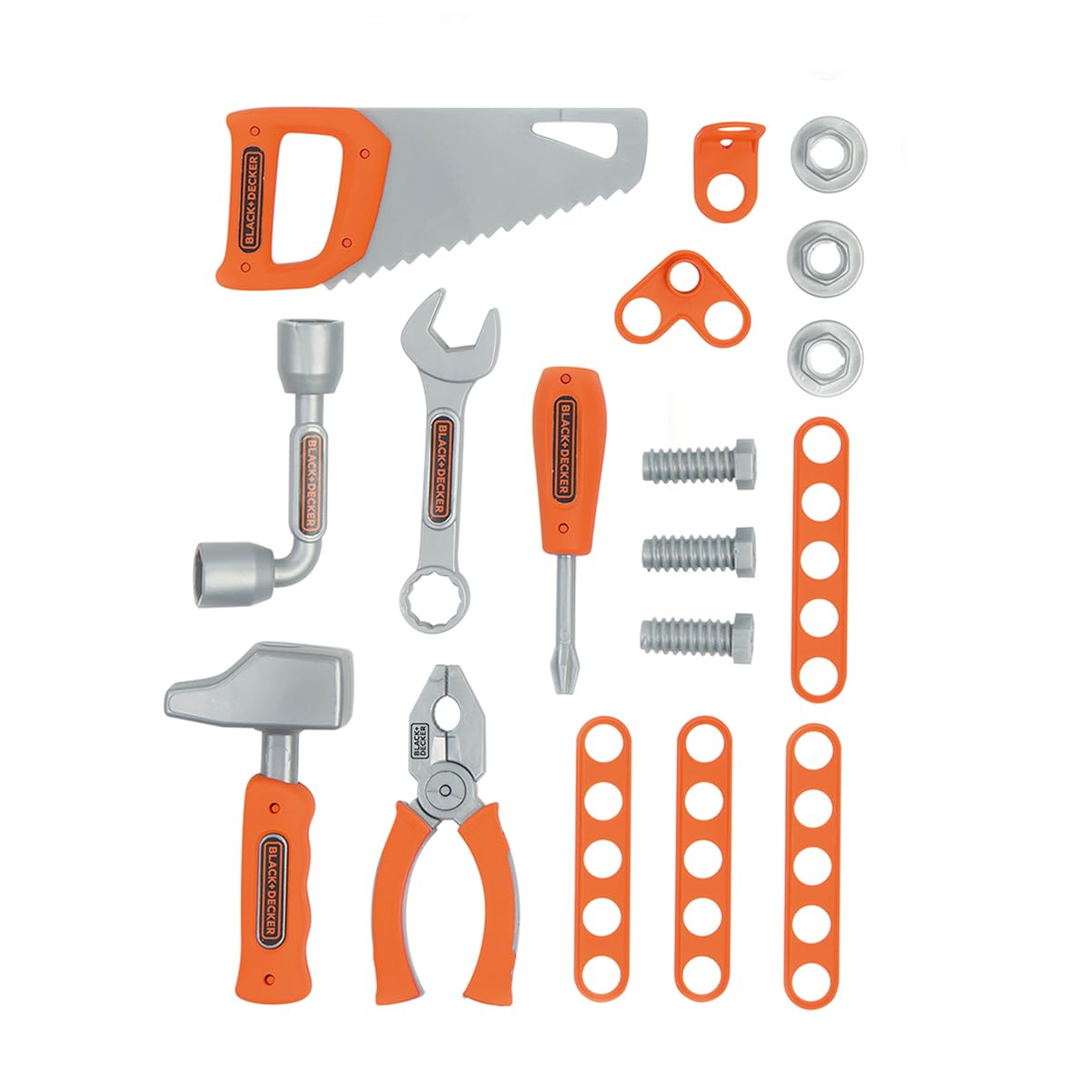 Smoby - Black+Decker - Set 6 strumenti fai da te per bambini + 12 accessori - dai 3 anni - 360934