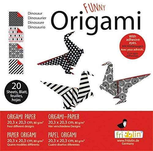 origami Dino vouwen 20 x 20 cm 20 stuks multicolor