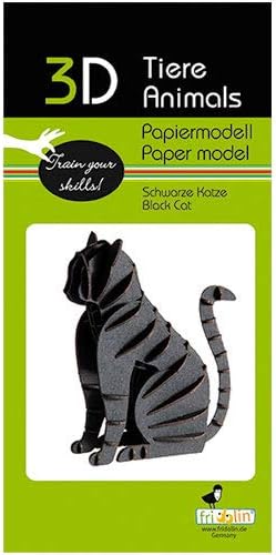 Fridolin 3D Papiermodell Katze schwarz