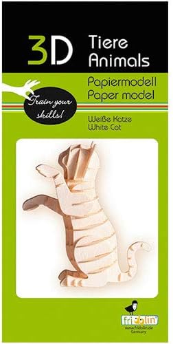 Fridolin 3D Papiermodell Katze weiß