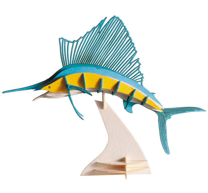 Fridolin GmbH 3D Tier Modell aus Papier - Segelfisch 3D Papiermodell - Segelfisch - b/h/t: ca. 15,5 × 12 × 5 cm (montiert