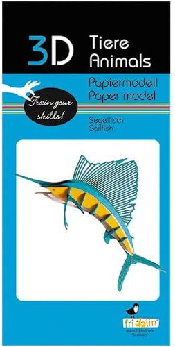 Fridolin GmbH 3D Tier Modell aus Papier - Segelfisch 3D Papiermodell - Segelfisch - b/h/t: ca. 15,5 × 12 × 5 cm (montiert