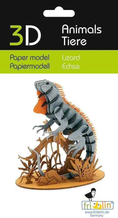 Fridolin 3D papieren model hagedis - educatief knutselpakket karton