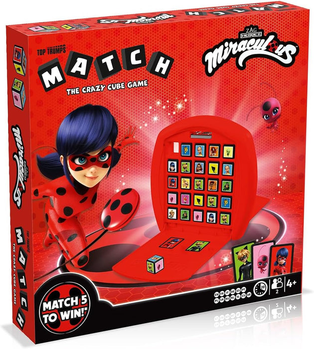 Top Trumps Match Miraculous - Juego De Mesa, Juegos Infantiles, Conecta 5 Dados Iguales En Tu Propio Tablero, Juego De Memoria 4 Años, Para 2 Jugadores