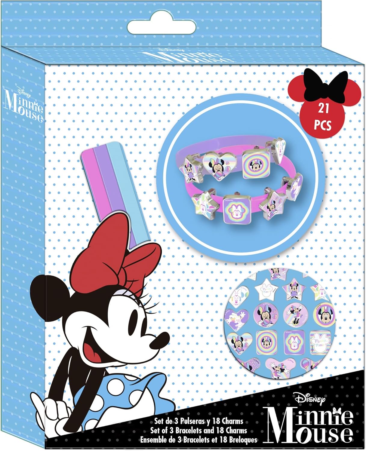 Scatola braccialetti con charm di Minnie Mouse