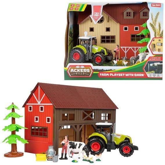 Toi-Toys - Ackers Ville Boerderij met Tractor Licht en Geluid Speelset 12dlg.