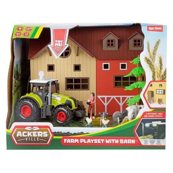 Ackers Ville Boerderij met Tractor Licht en Geluid Speelset, 12dlg.