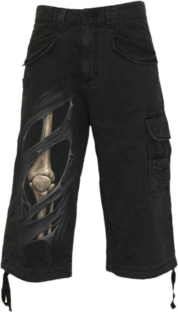 Spiral - Bone Rips - Vintage Cargo Shorts 3/4 Long Black L Black