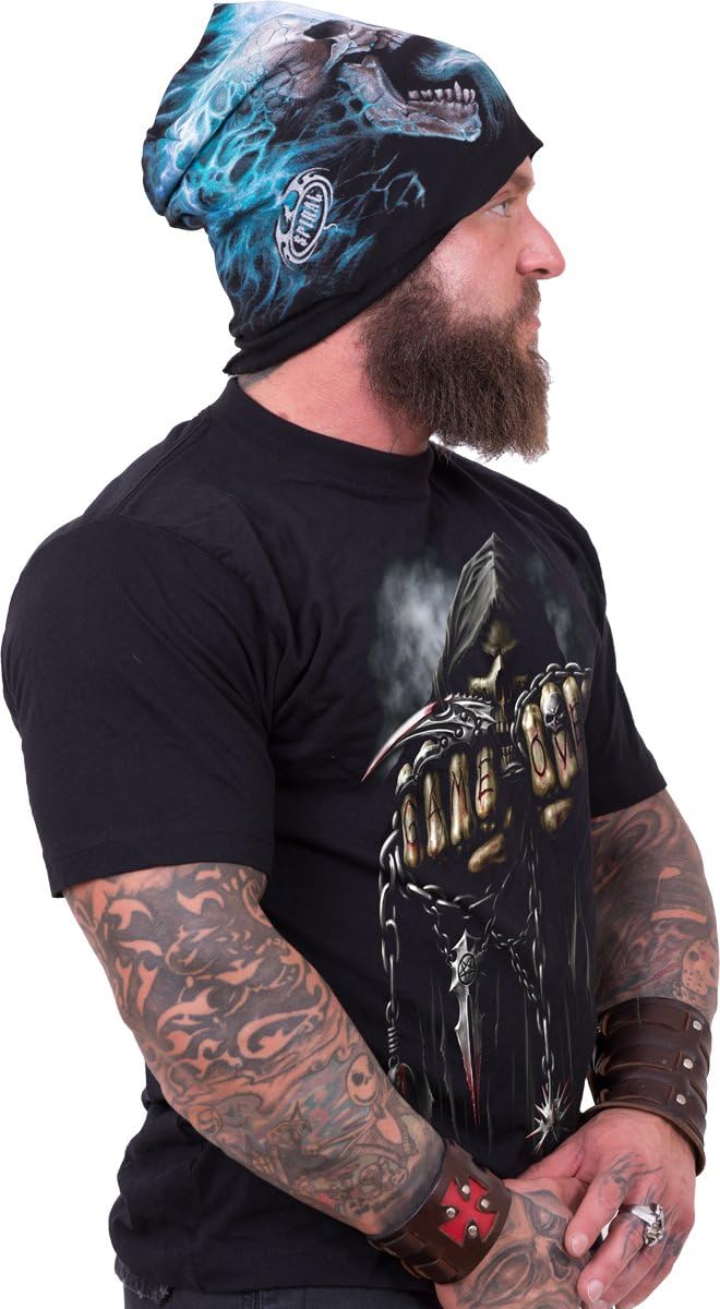 Spiral Direct Unisex Flaming Spine - Light Cotton Beanies Black Beanie, Black, One size (Manufacturer Size:One Size