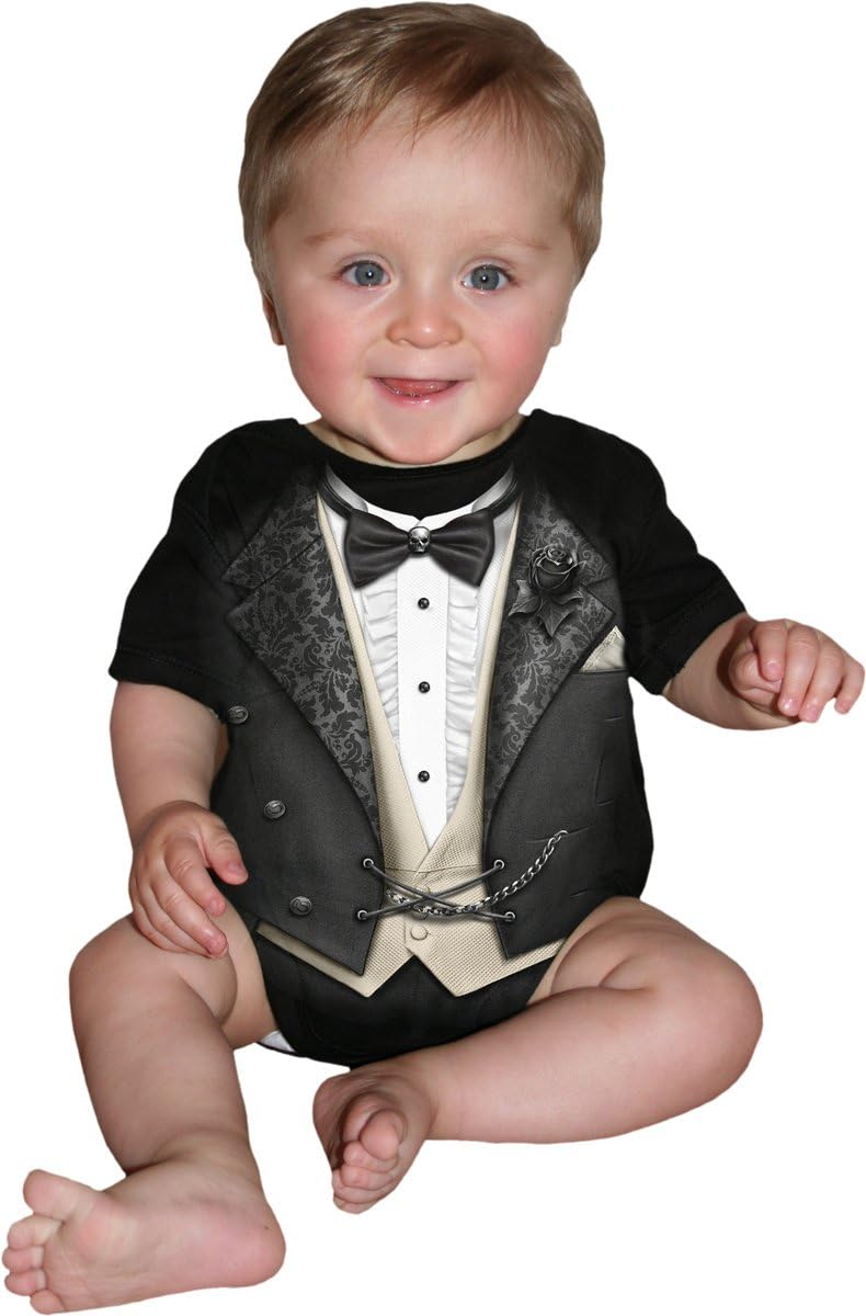 Spiral - Baby-Boys - TUXED - Baby Sleepsuit Black - Small