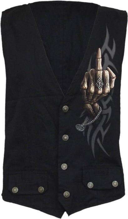 Spiral - Bone Finger - Gothic Waistcoat Four Button with Lining - S Black