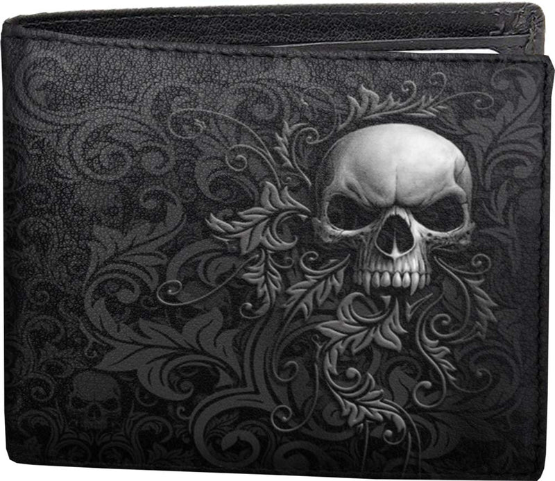 Spiral - Skull Scroll - Bifold Wallet with RFID Blocking and Gift Box - L L Black