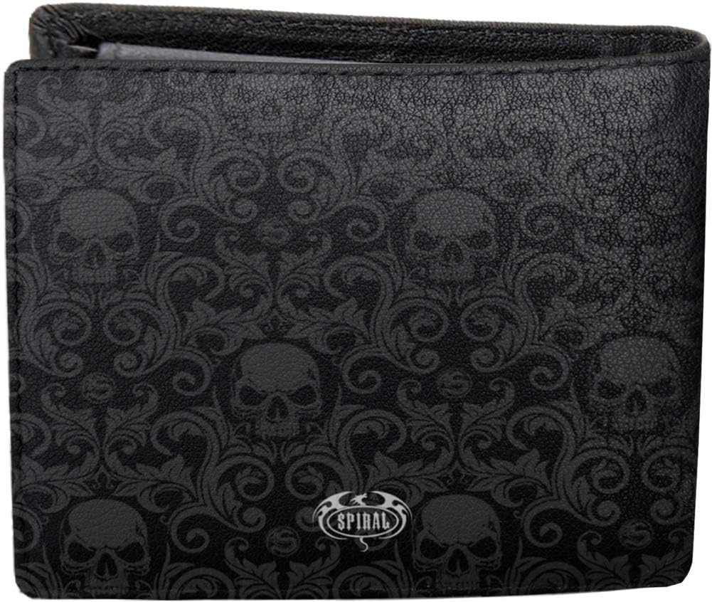 Spiral - Skull Scroll - Bifold Wallet with RFID Blocking and Gift Box - L L Black