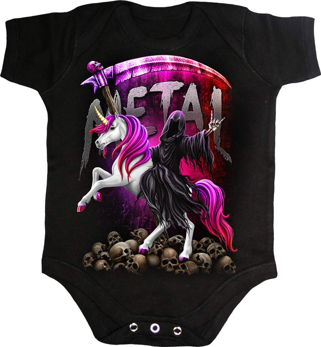 Spiral - METALLICORN - Baby Sleepsuit Black