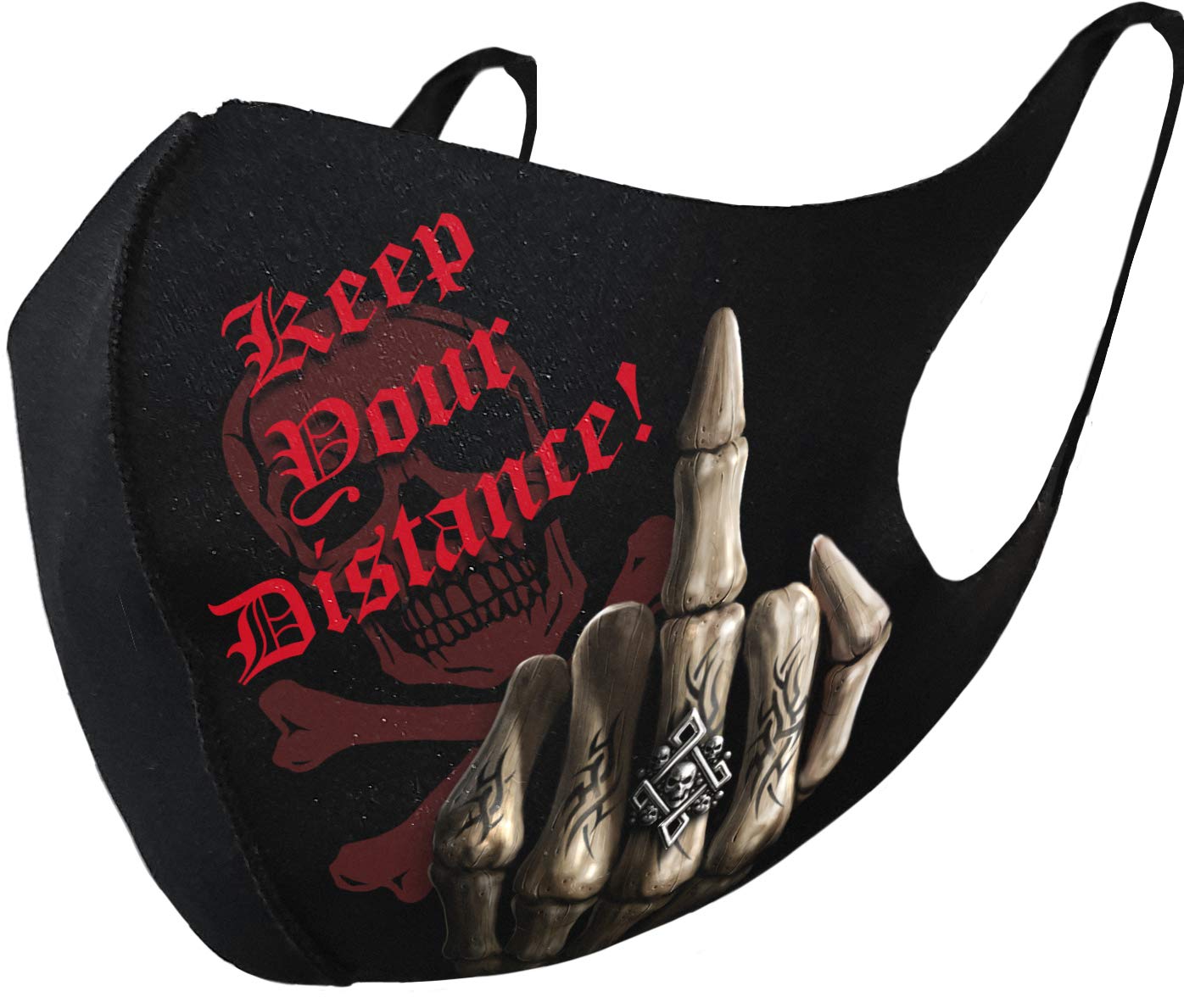 Spiral - KEEP YOUR DISTANCE (Unisex Black Face Masks) One Size
