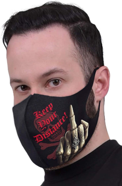 Spiral - KEEP YOUR DISTANCE (Unisex Black Face Masks) One Size