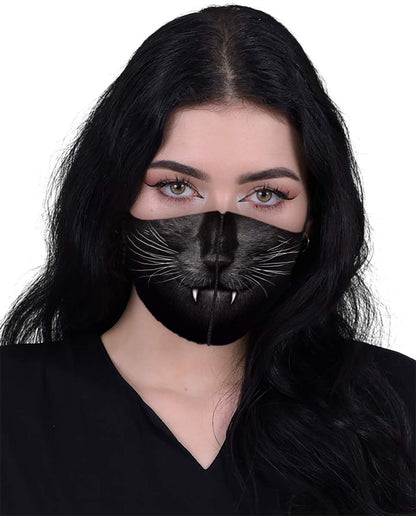 Spiral - CAT FANGS (Unisex Black Face Masks) One Size