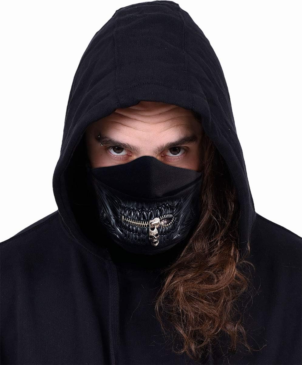Spiral - ZIPPED MOUTH (Unisex Black Face Masks) One Size