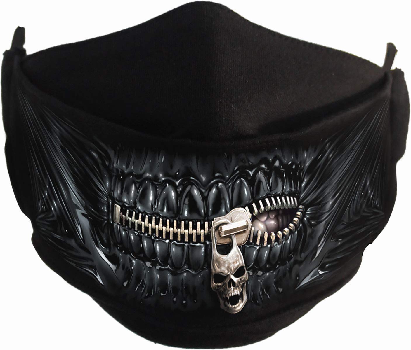 Spiral - ZIPPED MOUTH (Unisex Black Face Masks) One Size