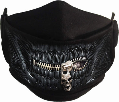 Spiral - ZIPPED MOUTH (Unisex Black Face Masks) One Size