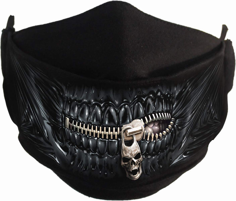 Spiral - ZIPPED MOUTH (Unisex Black Face Masks) One Size