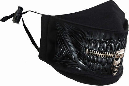 Spiral - ZIPPED MOUTH (Unisex Black Face Masks) One Size