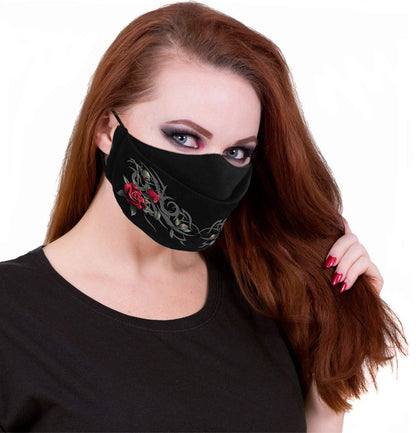 Spiral - TRIBAL ROSE (Unisex Black Face Masks) One Size