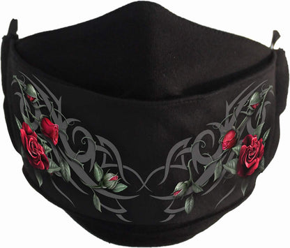 Spiral - TRIBAL ROSE (Unisex Black Face Masks) One Size