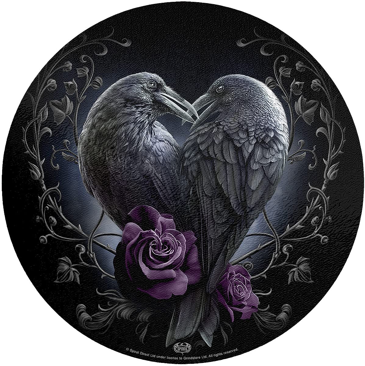 Spiral - Raven Heart - Glass Chopping Board (Circular) - L