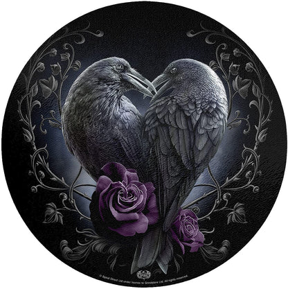 Spiral - Raven Heart - Glass Chopping Board (Circular) - L