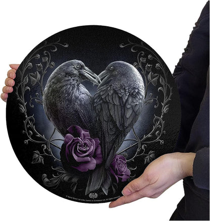 Spiral - Raven Heart - Glass Chopping Board (Circular) - L